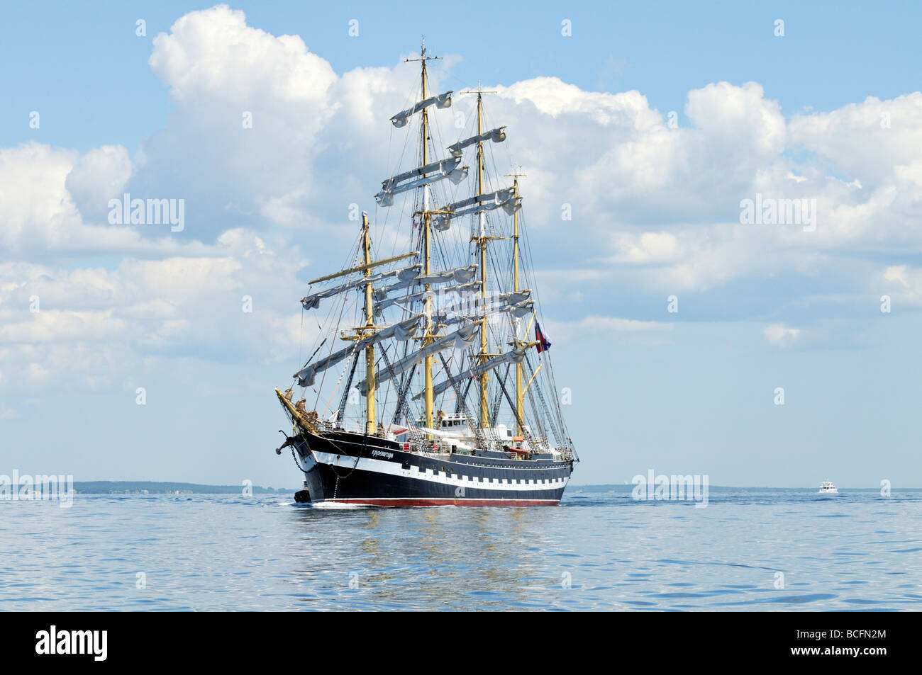 Il russo Tall Ship Kruzenshtern un quattro masted barque in poiane Bay Cape Cod Foto Stock