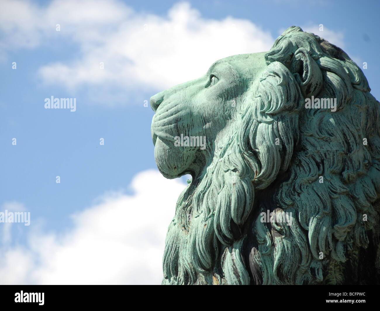 Una statua di un leone Foto Stock