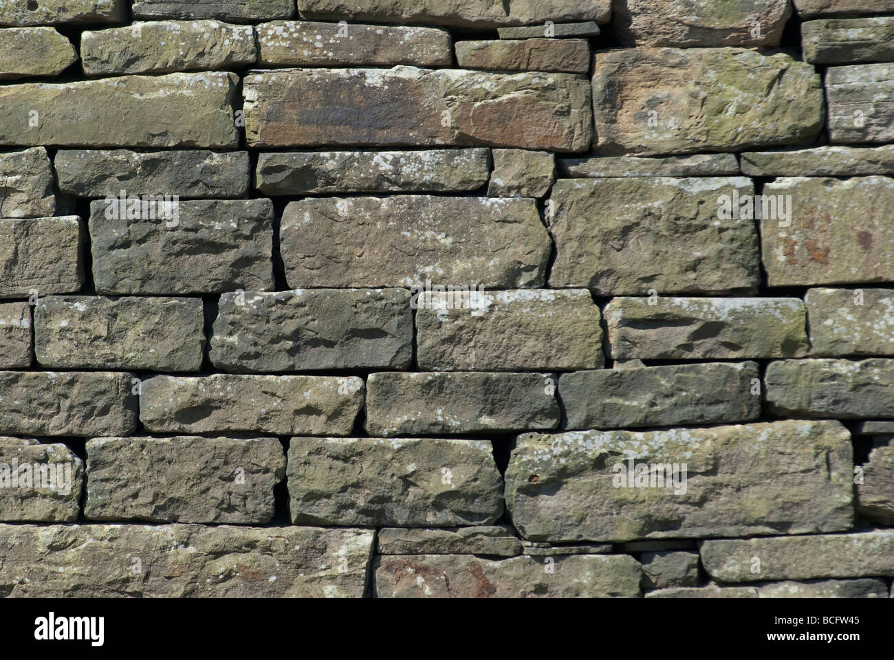 Un muro di mattoni in pietra naturale in close-up Foto Stock