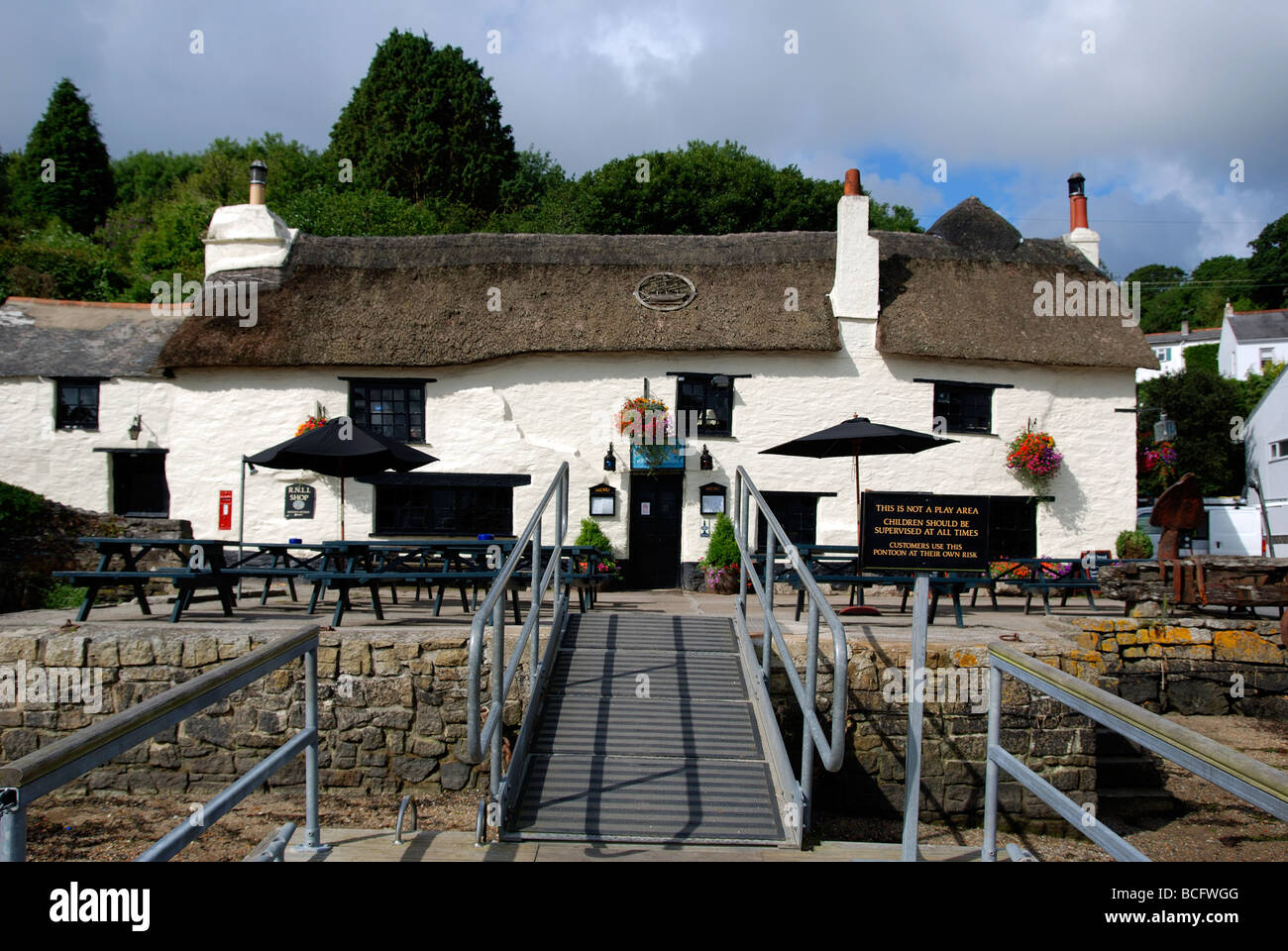 La storica pandora Inn at restronguet vicino a Falmouth in Cornovaglia, Regno Unito Foto Stock