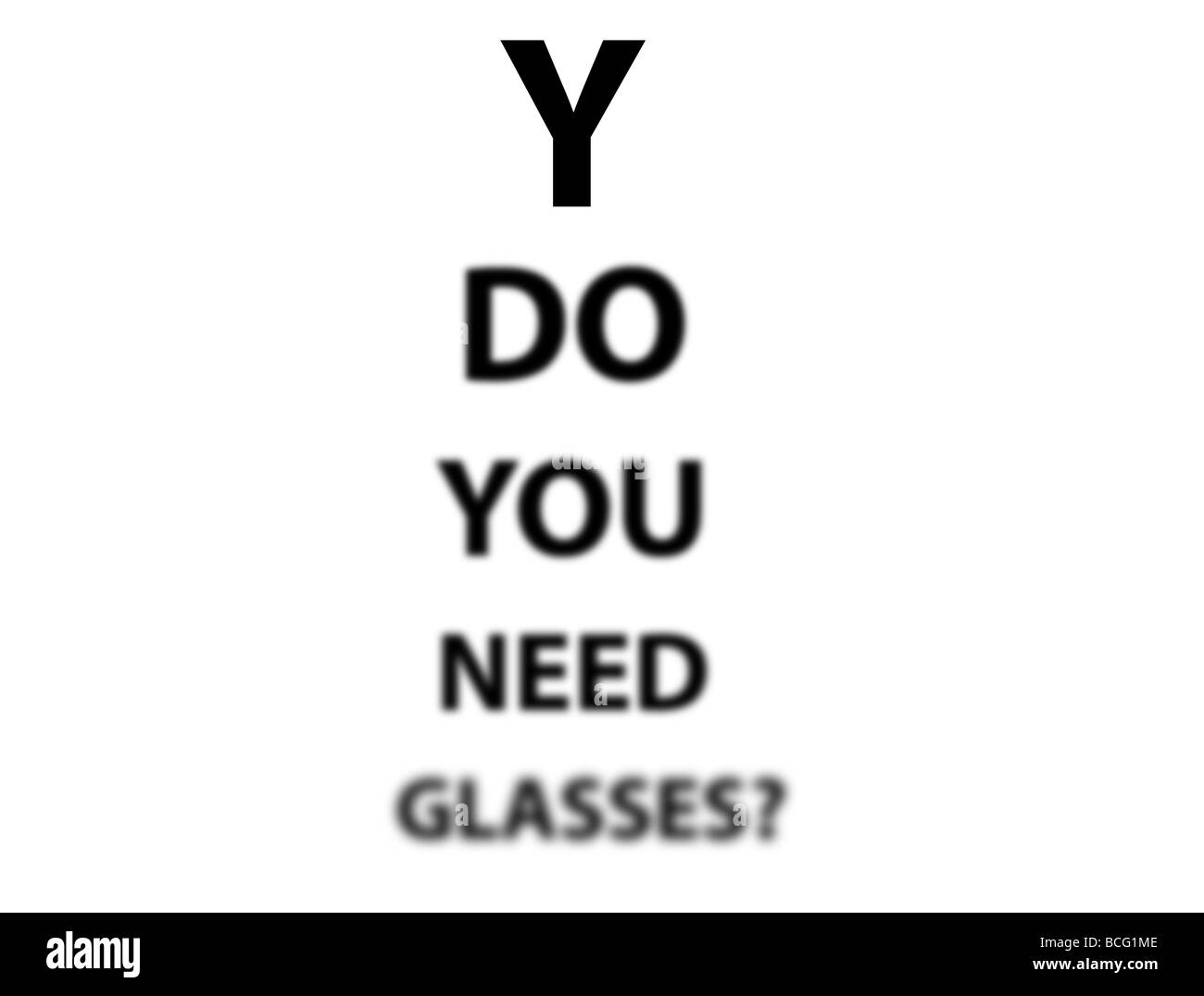 Test degli occhi per coloro che hanno bisogno di occhiali Foto Stock