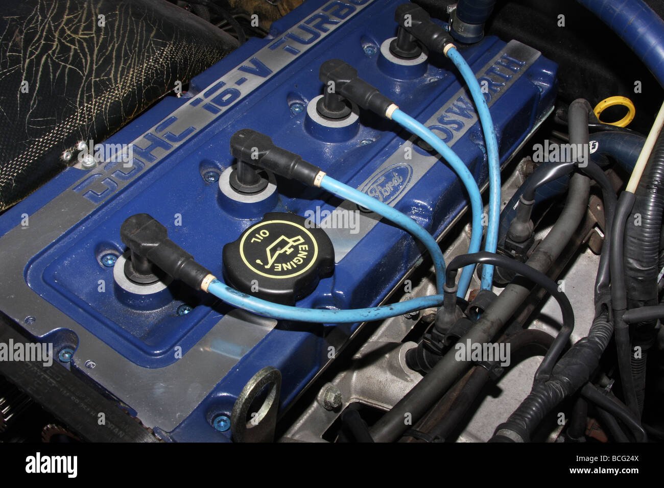 Chiudere il colpo di Ford mark 3 escort RS motore Cosworth. Foto Stock