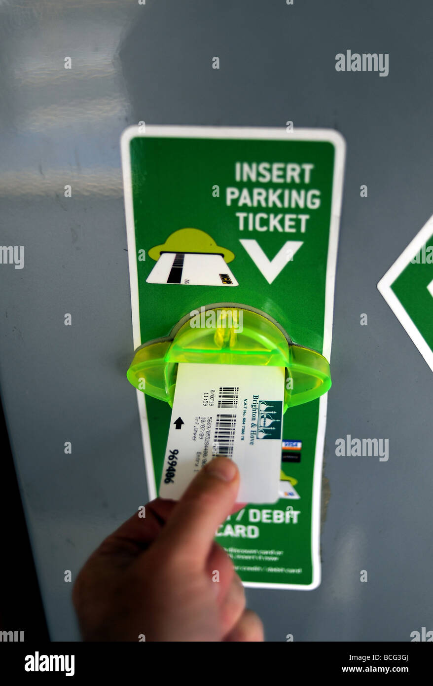 Parcheggio pubblico a pagamento ticket machine UK Foto Stock