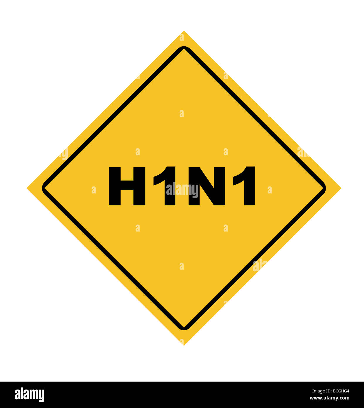H1N1 di influenza suina di segno isolato su sfondo bianco Foto Stock