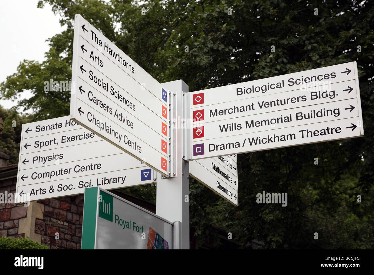 Segno sulla University of Bristol campus Foto Stock