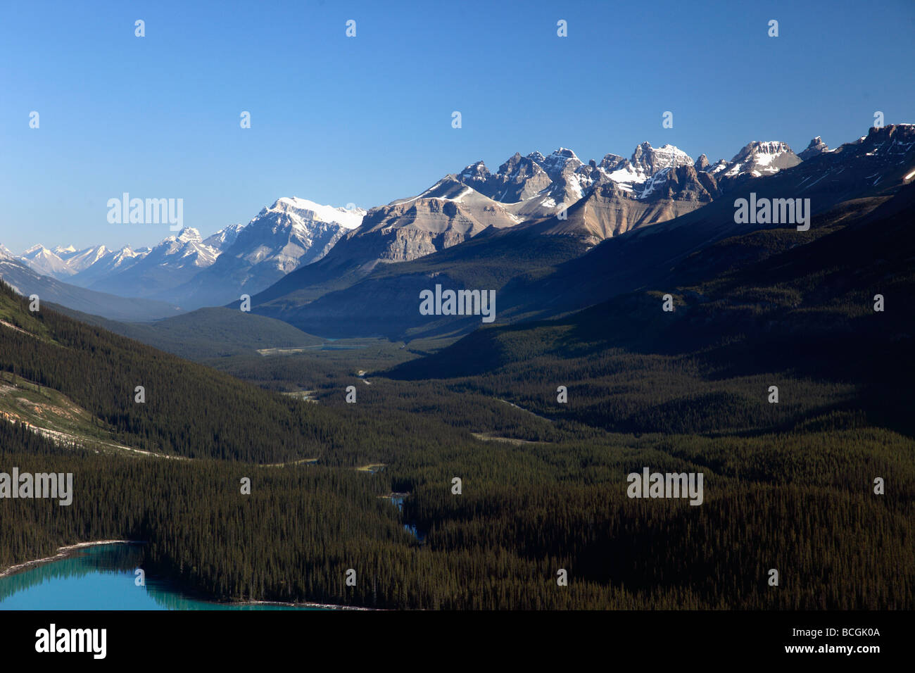 Canada Alberta Banff National Park Mistaya River Valley Montagne Rocciose Foto Stock