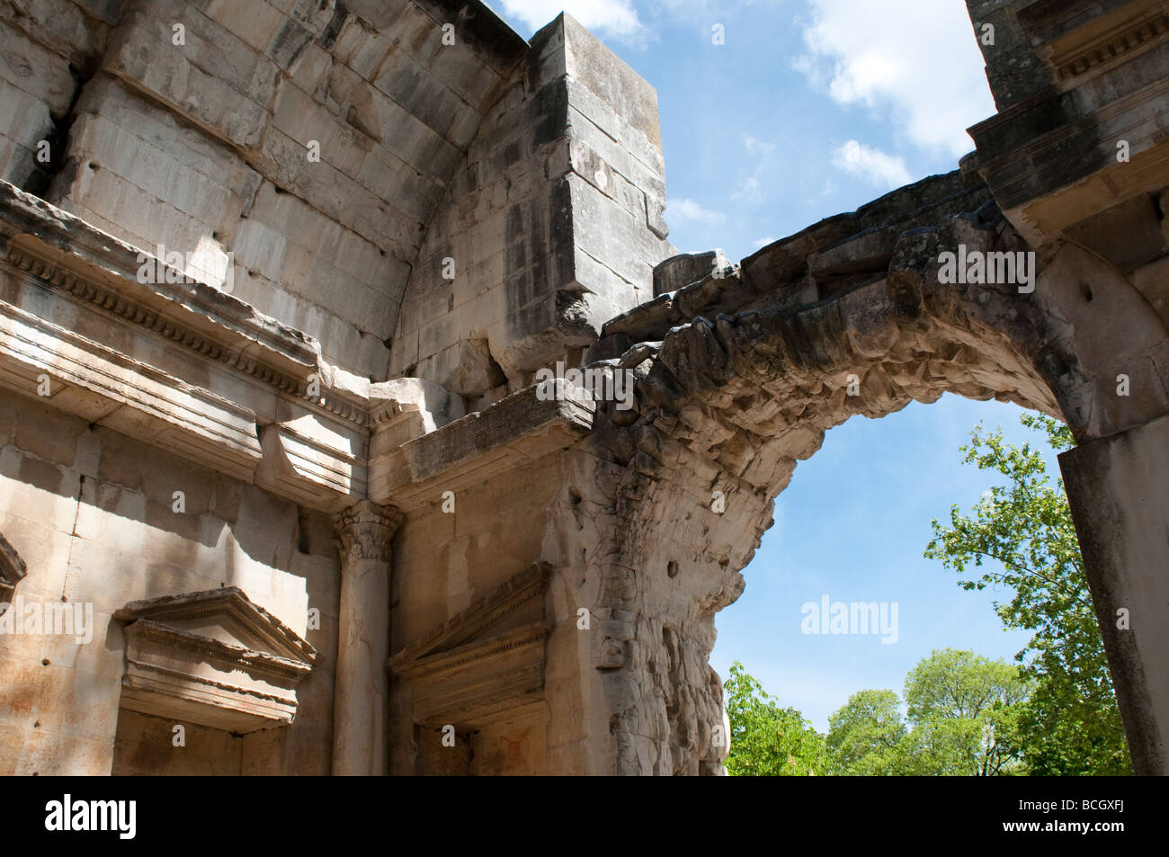 Tempio di Diana Jardin de la Fontaine Giardino Fontana Nimes Francia Foto Stock