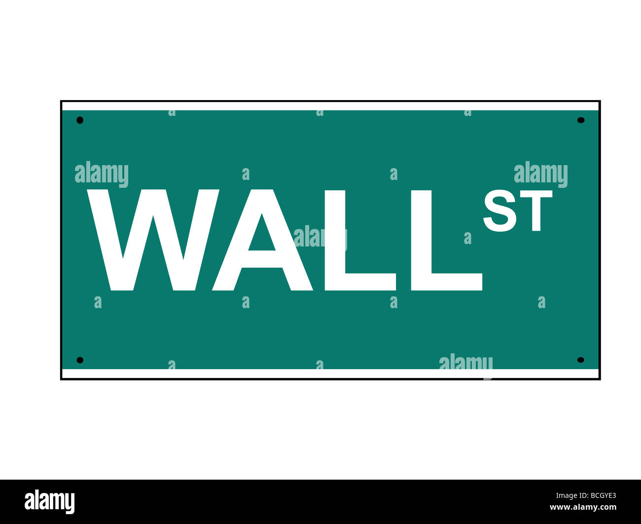 Wall Street cartello stradale isolato su sfondo bianco New York U S A Foto Stock