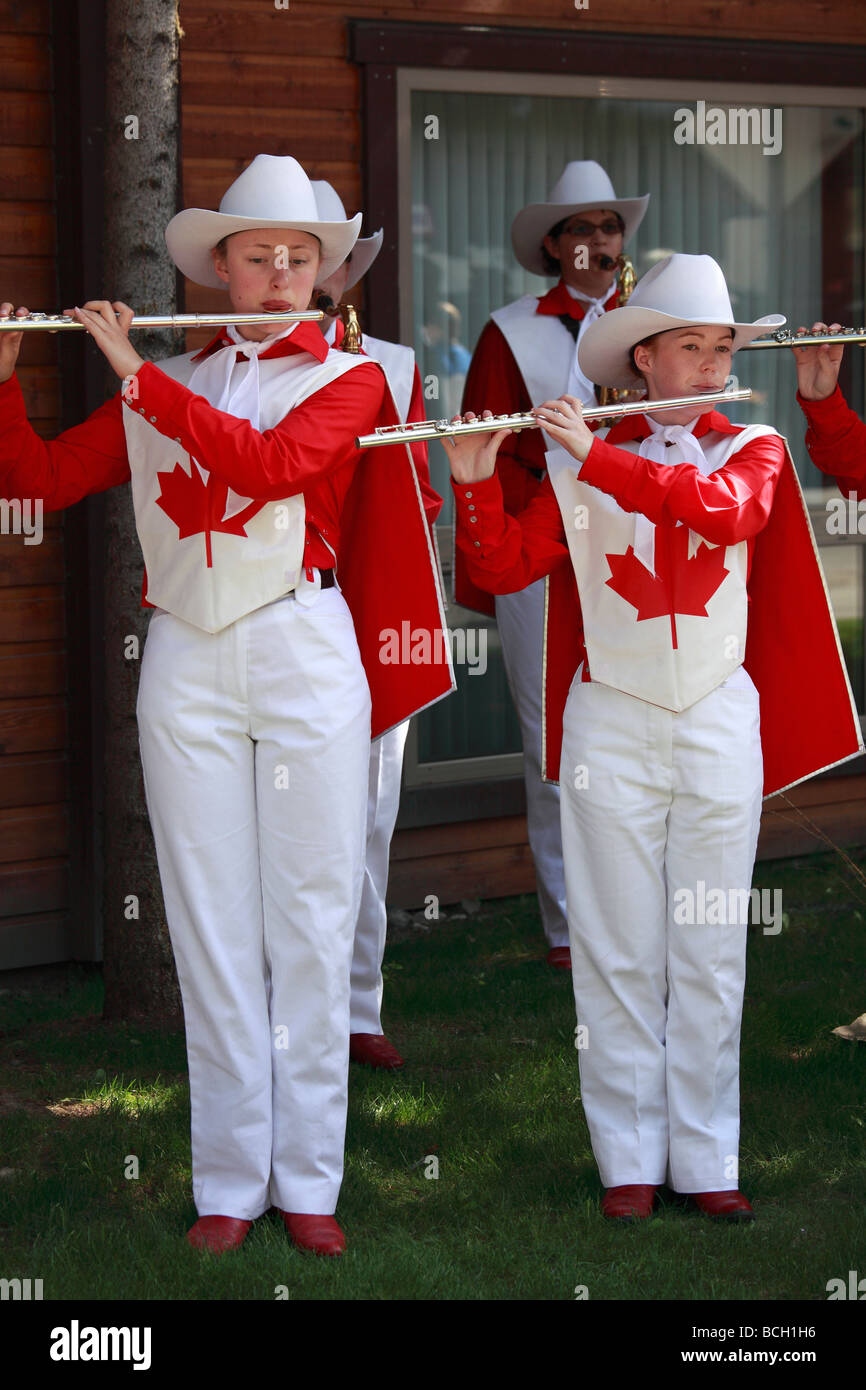 Canada Banff Alberta Canada parata del giorno musicisti Foto Stock