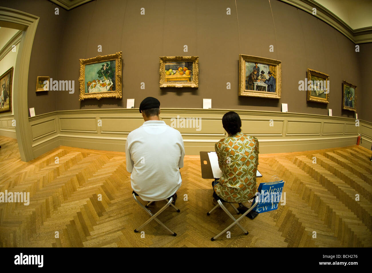 Schizzi di persone nell'Unione galleria impressionista al Metropolitan Museum of Art di New York Foto Stock