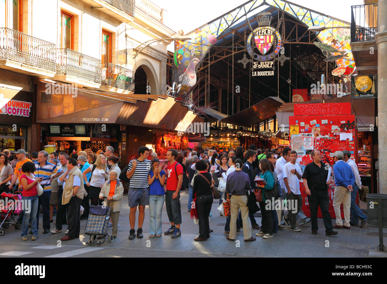 Il mercato della Boqueria hall Catalunya Barcellona Spagna Foto Stock
