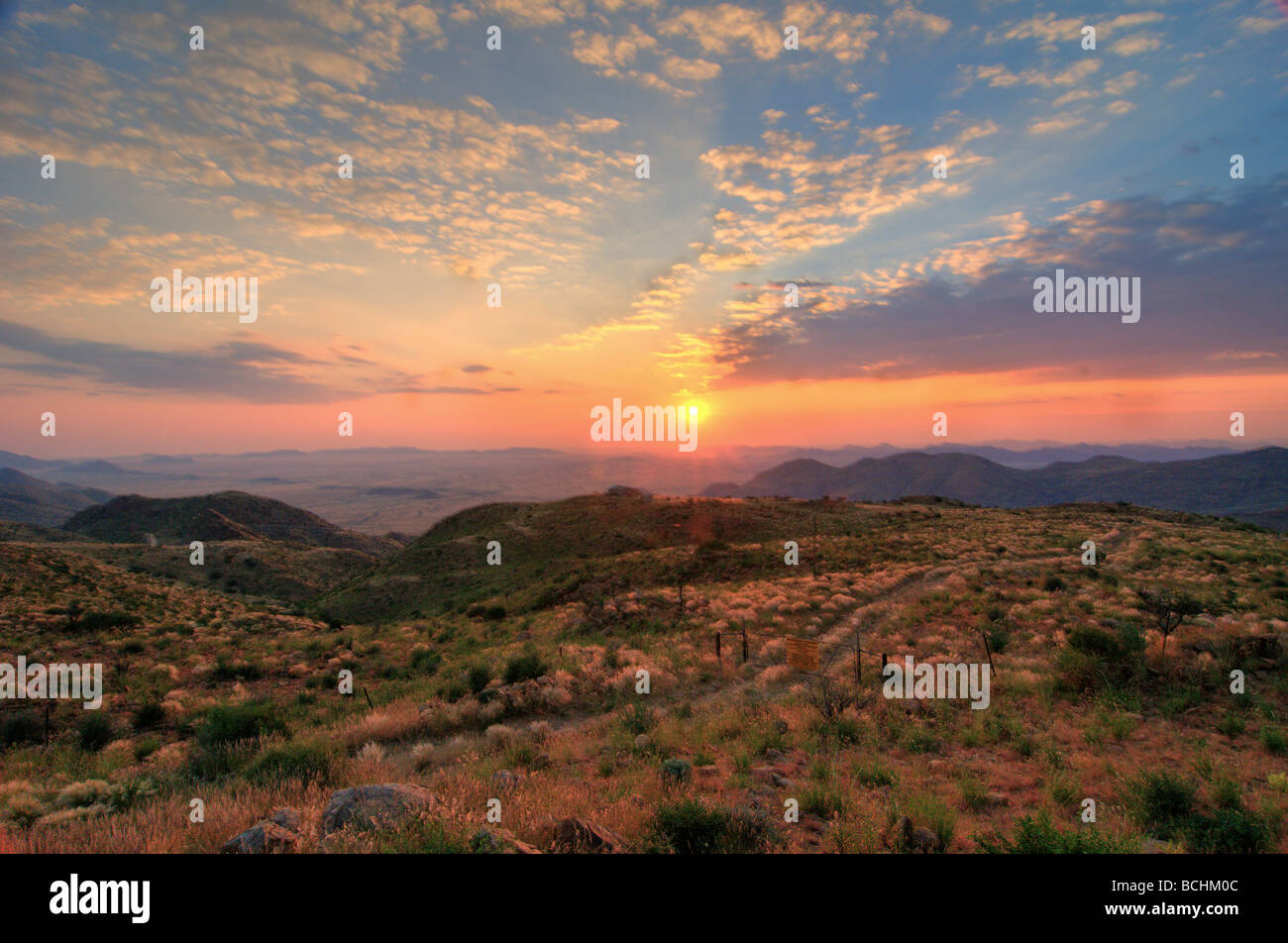 Tramonto del Namib Naukluft Desert in Namibia Foto Stock