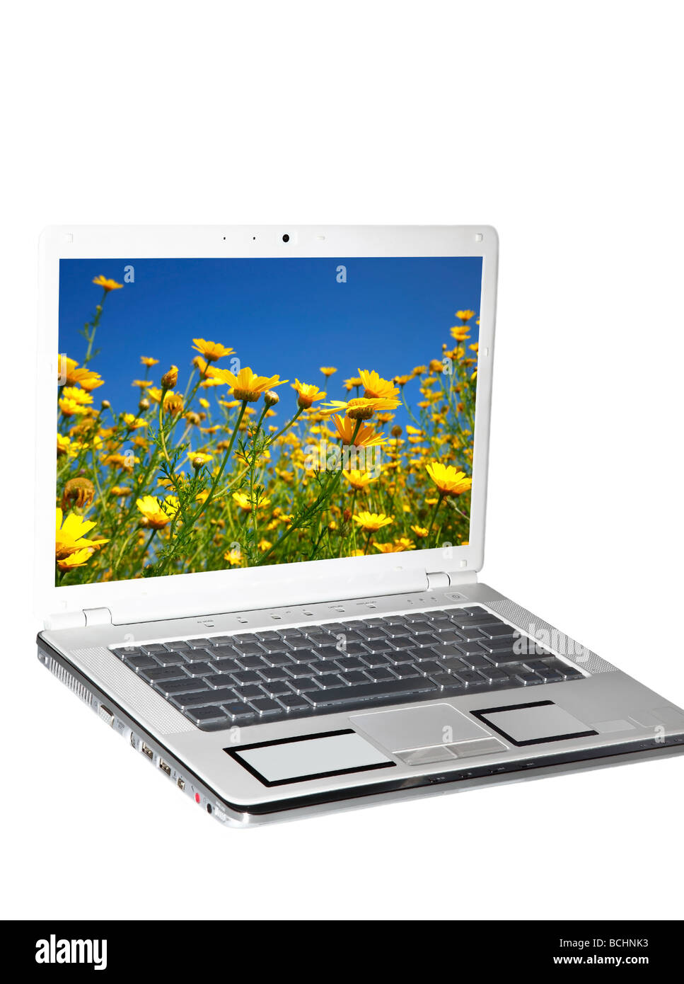 Computer portatile isolato su bianco Foto Stock