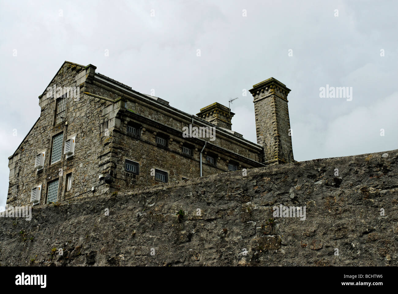 Dartmoor prigione e alto muro, Devon Foto Stock