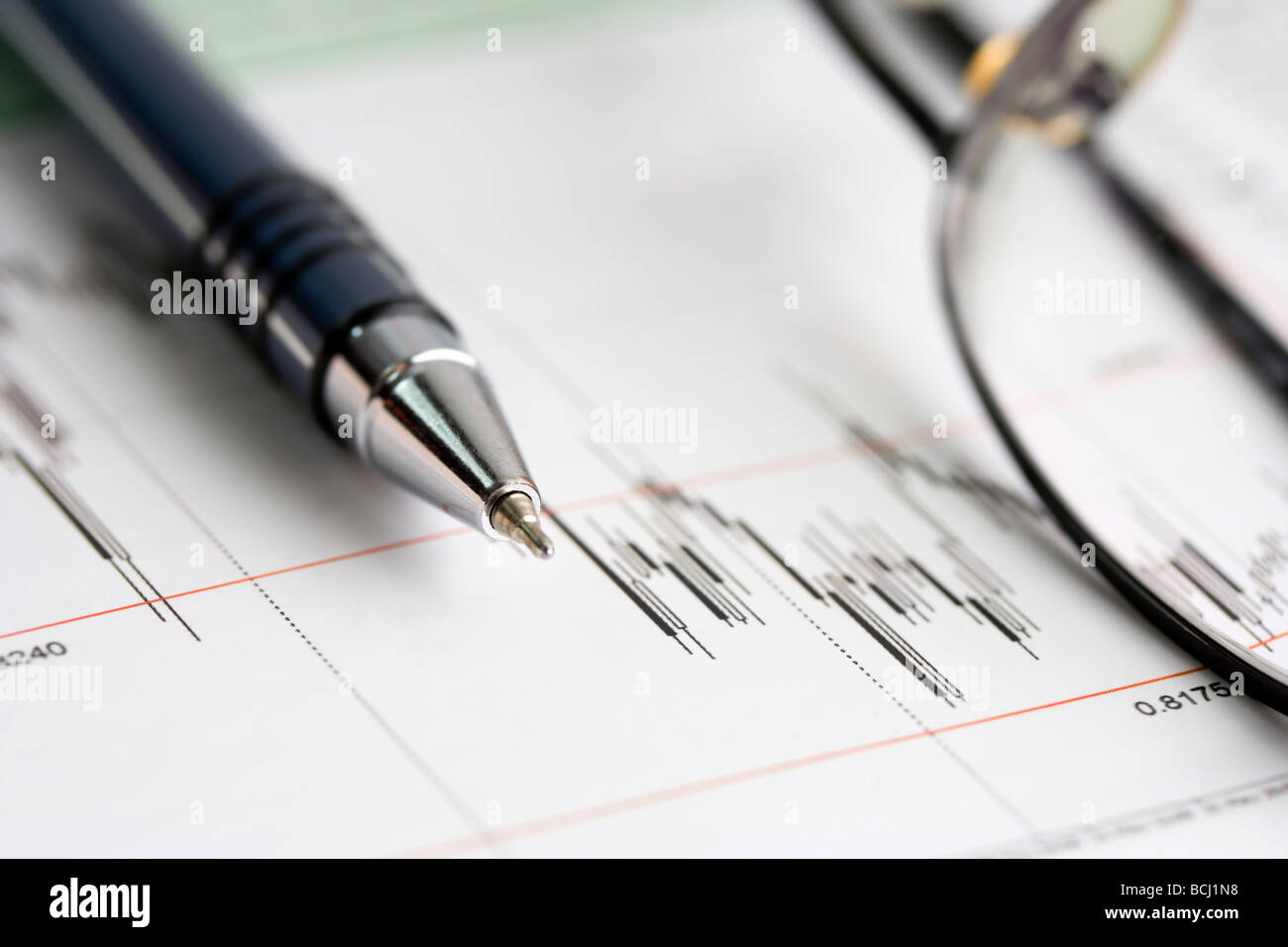 Analisi del mercato azionario relazioni Foto Stock