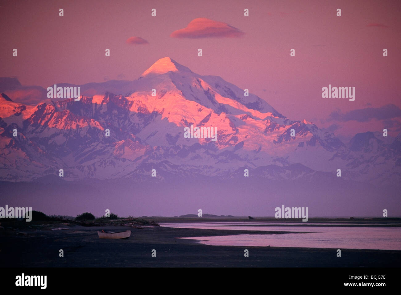 Mt. Fairweather tramonto Glacier Bay NP SE AK SCENIC Foto Stock