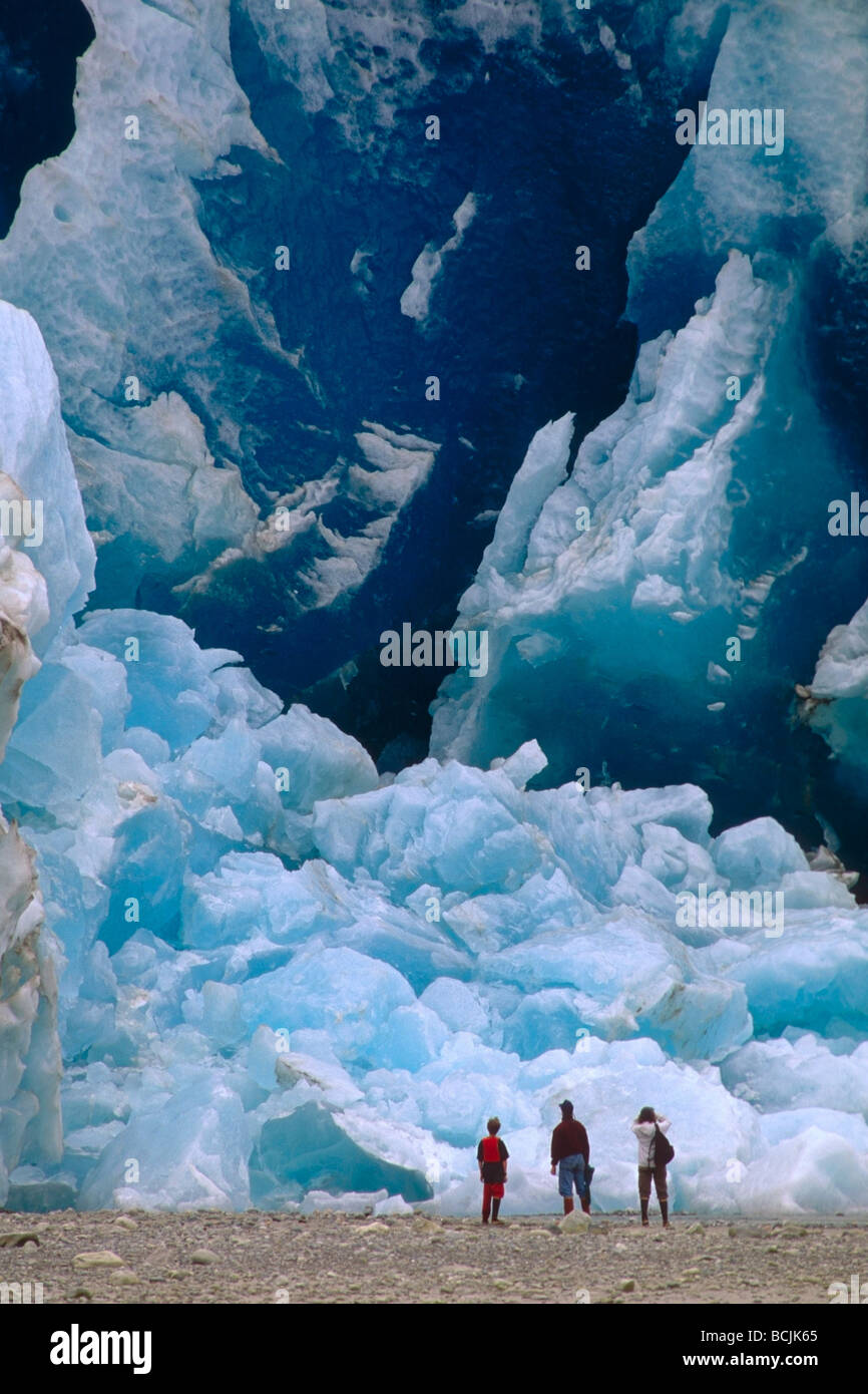 Gli escursionisti Reid ghiacciaio di Glacier Bay Natl Park SE AK Estate Foto Stock