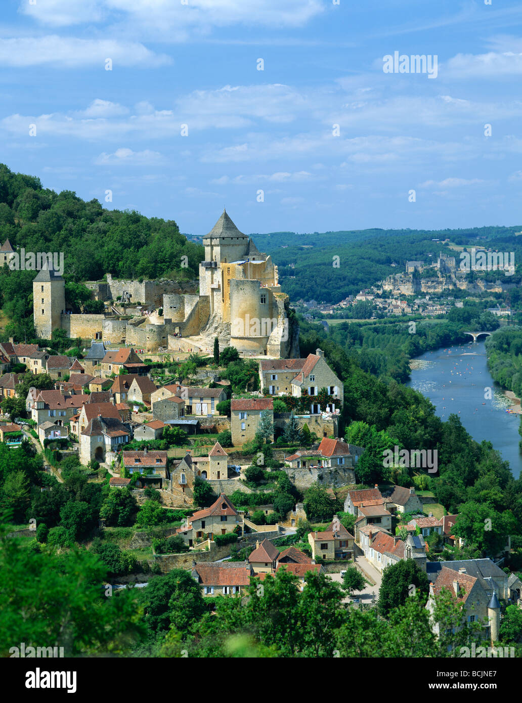 Francia, Dordogne, Castenaud village & Castle Foto Stock