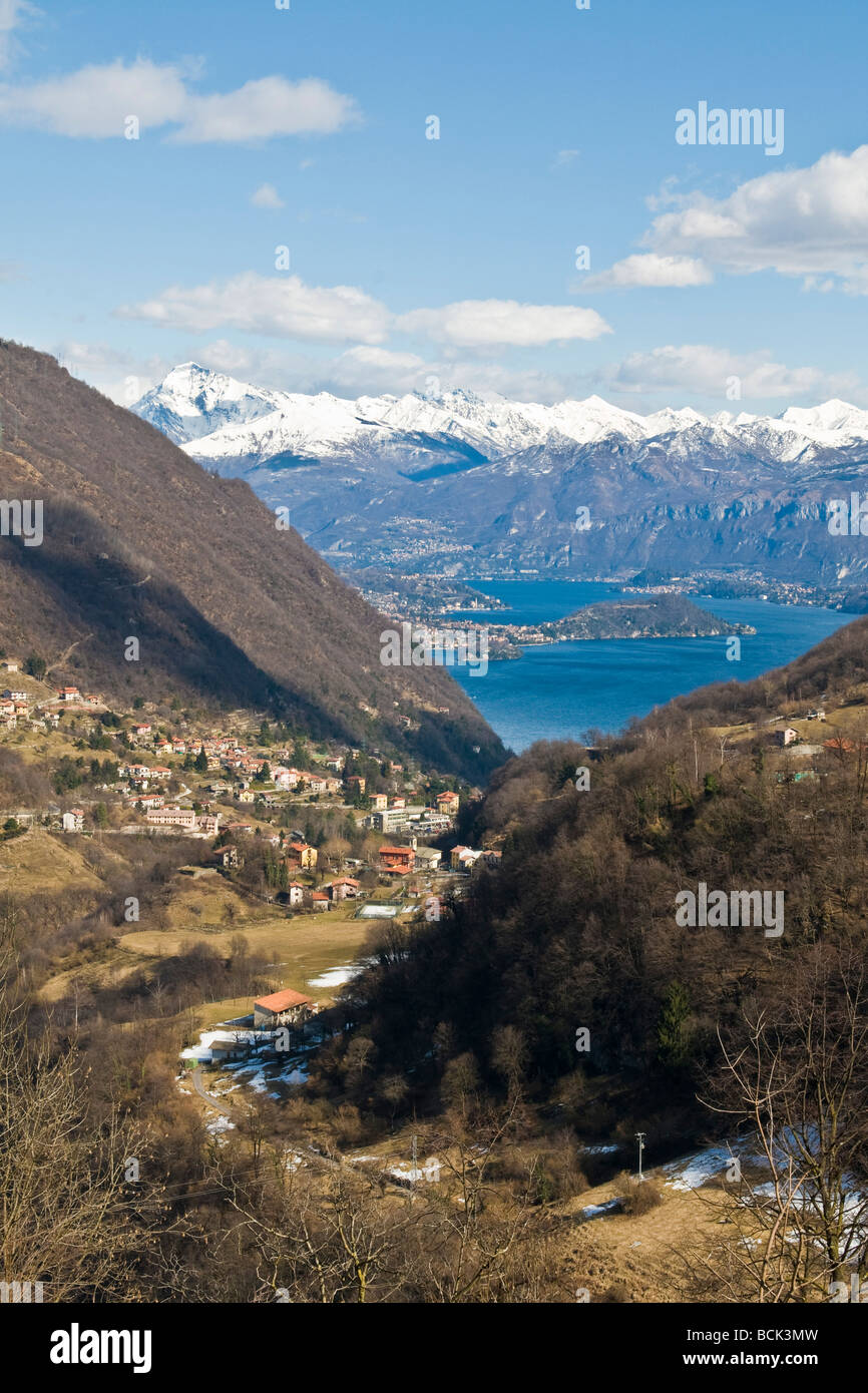 Il lago di Como visto dalla Val d'Intelvi Como italia Foto Stock