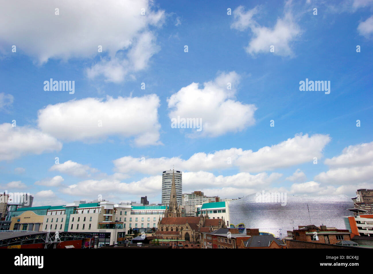 Paesaggio di Birmingham compreso il Selfridges building, Birmingham, Inghilterra. Foto Stock