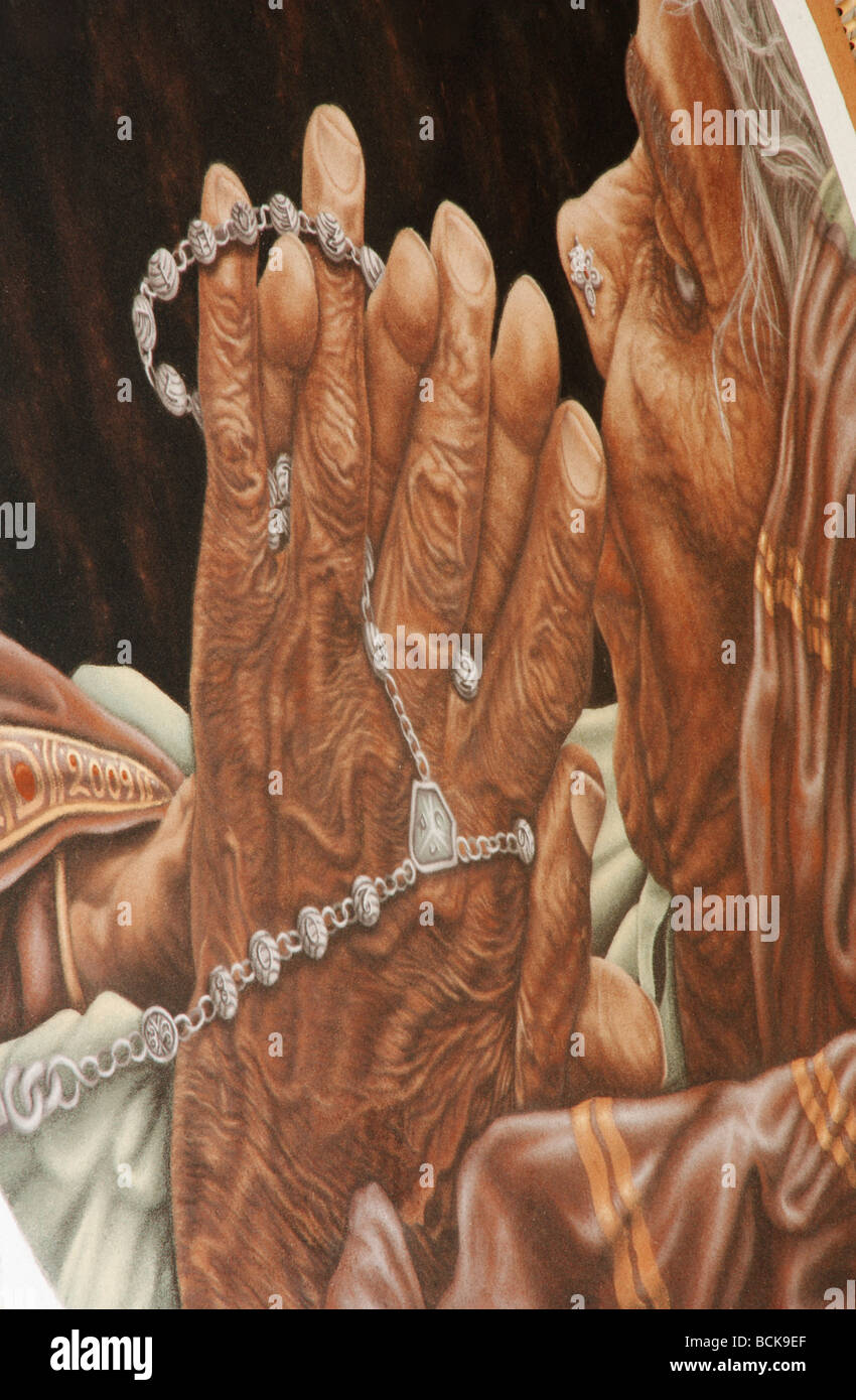 Immagine di donna indiana pregando Foto Stock