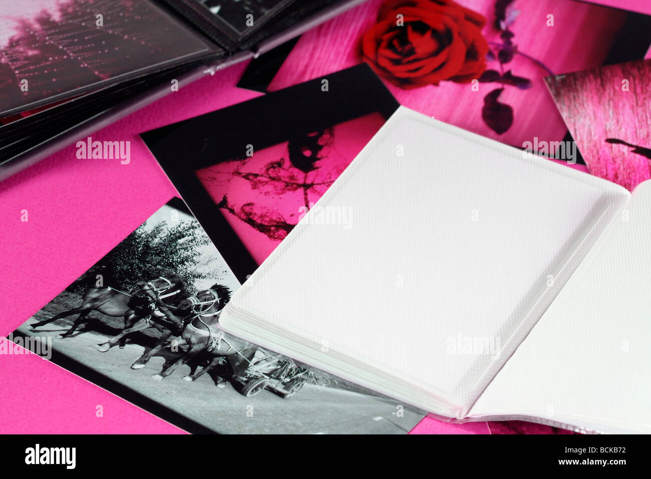 Album fotografico con copia spazio. Foto Stock