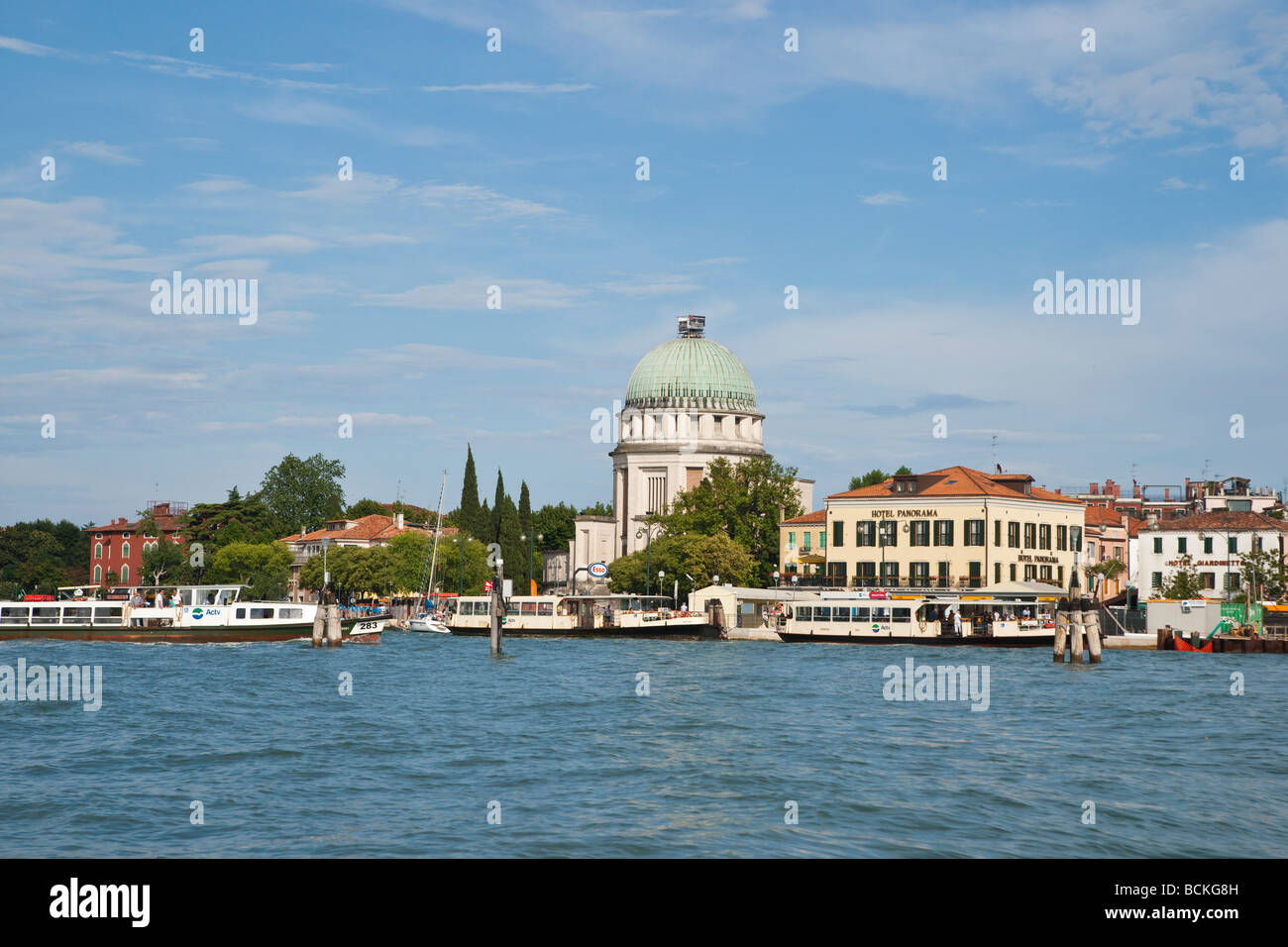 Venezia - Lido de Venezia vista del Lido fermata del vaporetto Foto Stock