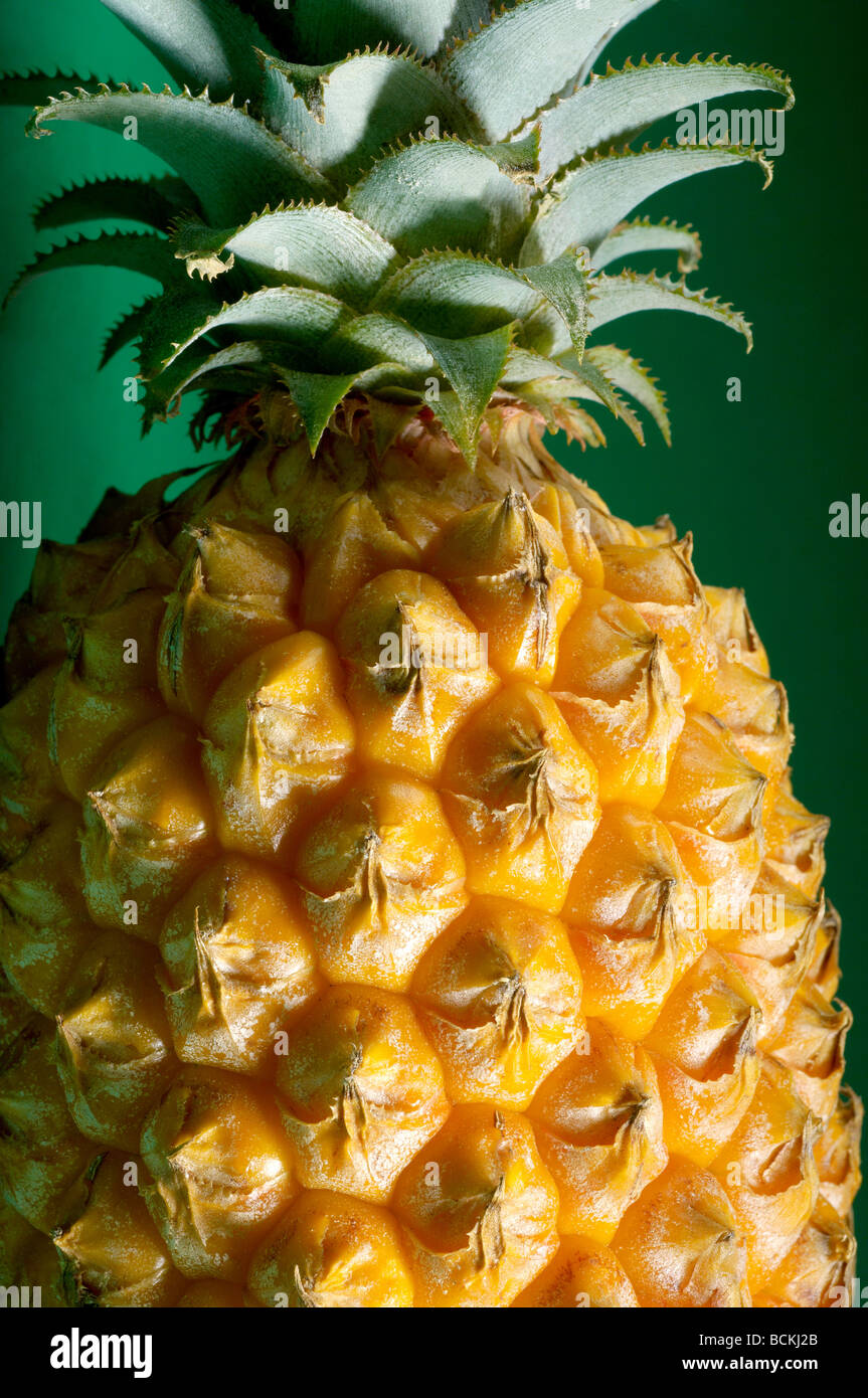 Ananas su sfondo verde Foto Stock