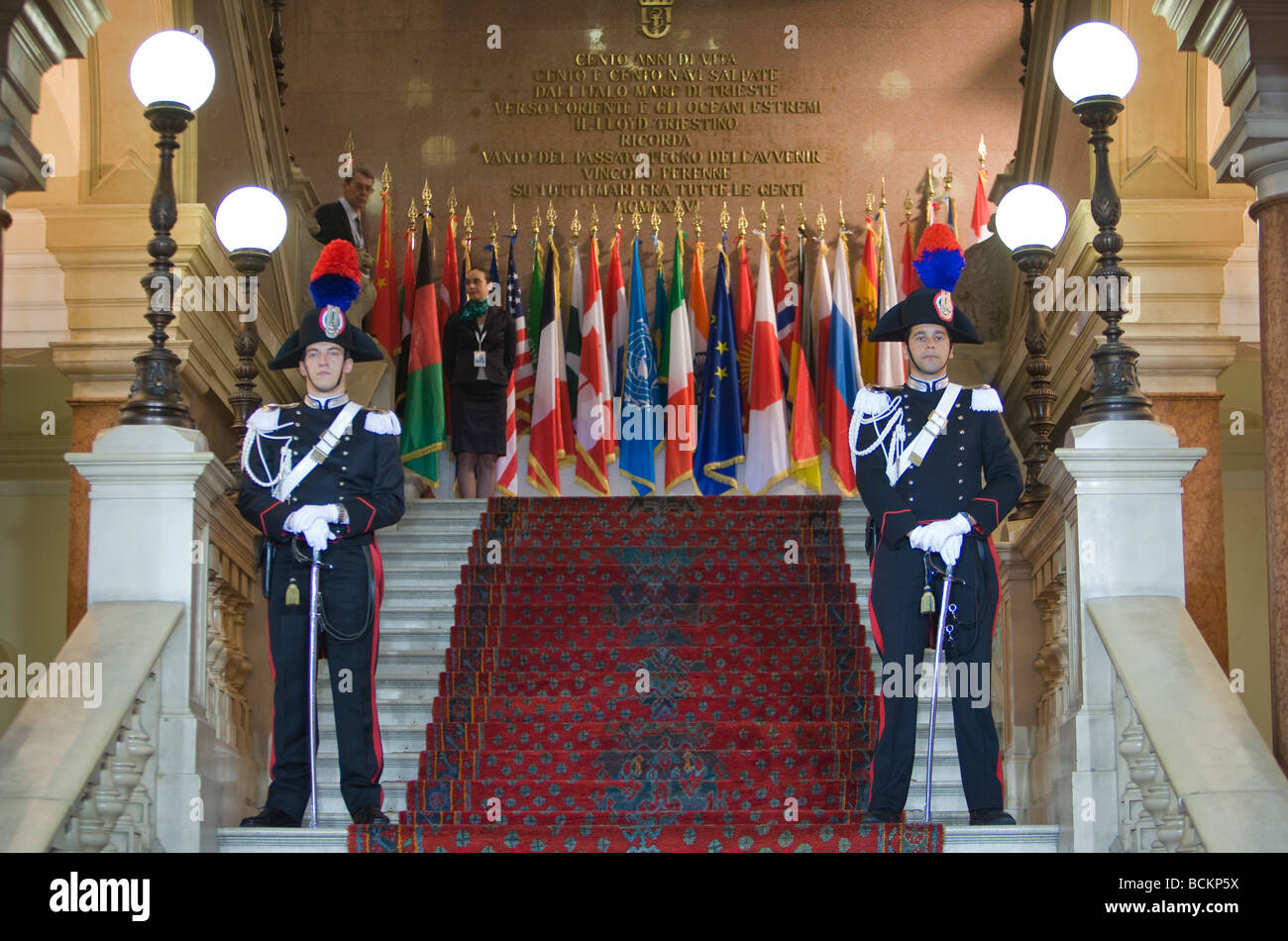 Unione flaggs Trieste Italia Foto Stock