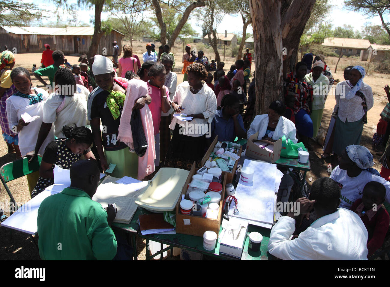 Regione di Laikipia in Kenya 2009,una clinica mobile impostare nelle zone rurali del Kenia Foto Stock