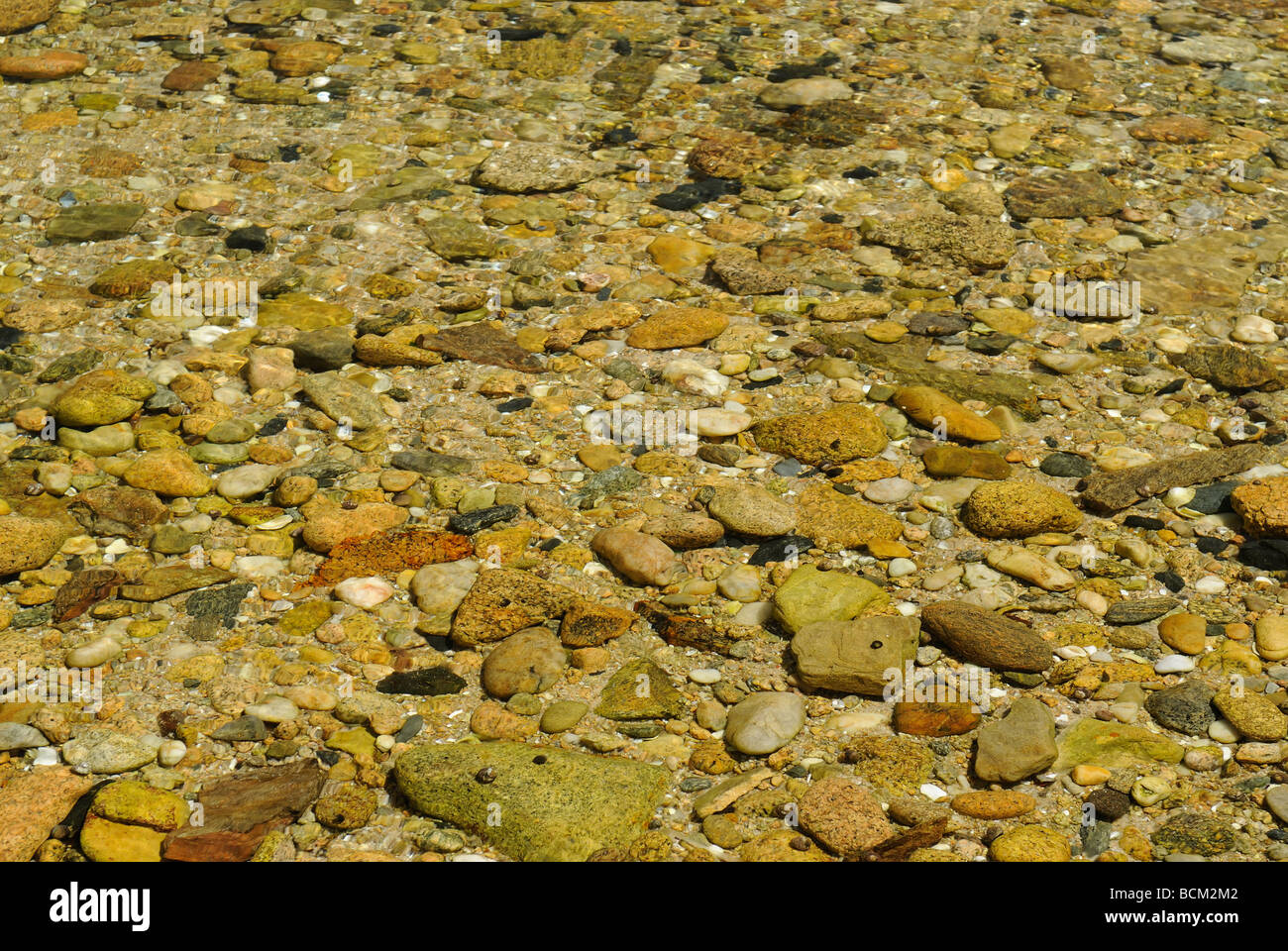 Spiaggia di ciottoli nella baia di Morlaix, Francia Foto Stock