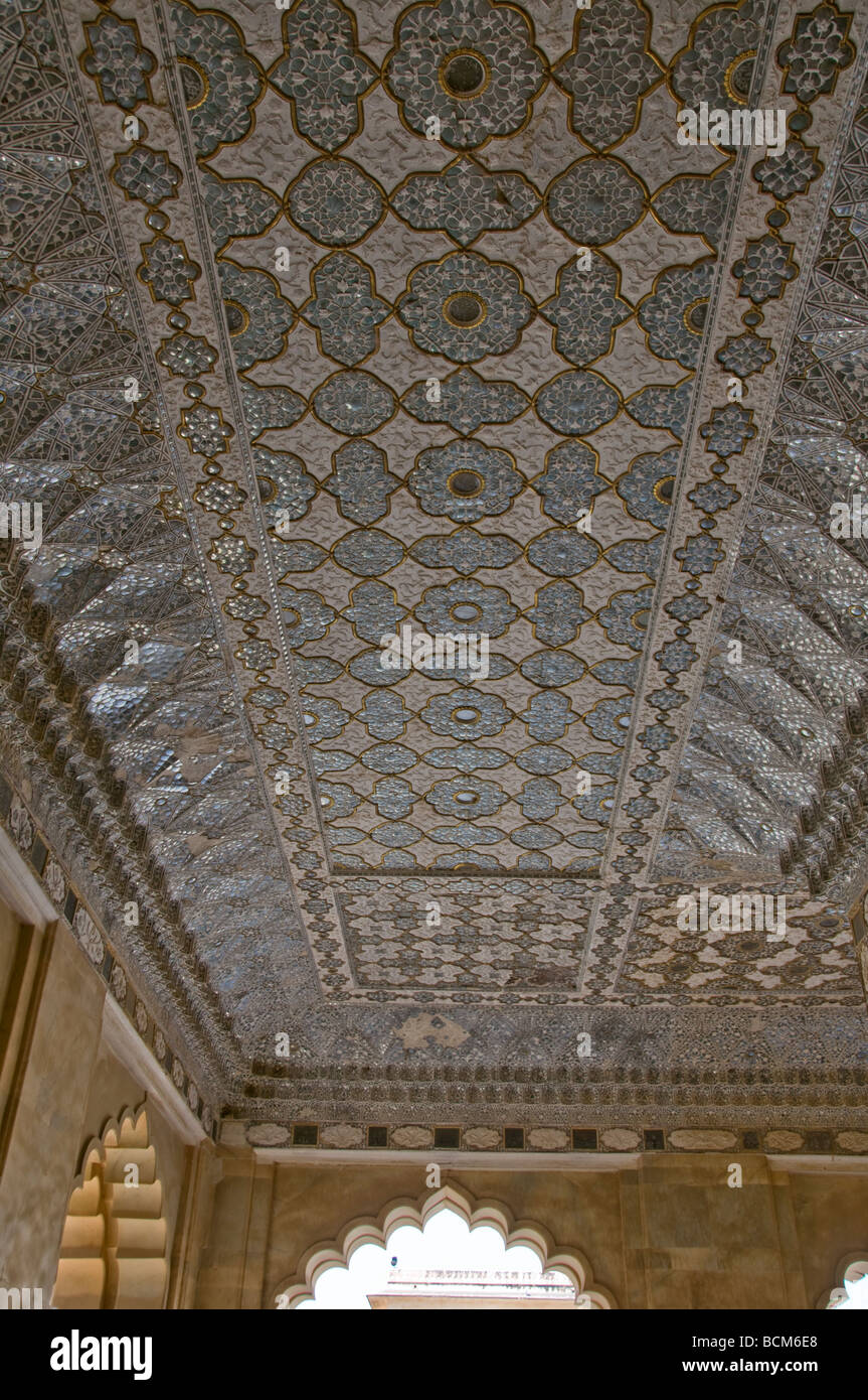 Forte Amber, Sheesh Mahal, palazzi con mirroring, raffinati lavori di vetro design, Jaipur, Rajasthan, India Foto Stock