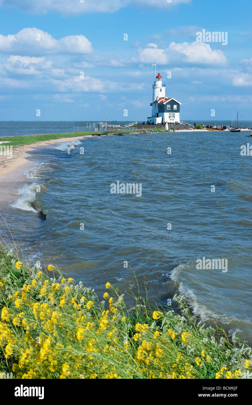 Het Paard van Marken Lighthouse, Marken, North Holland, Paesi Bassi. Foto Stock