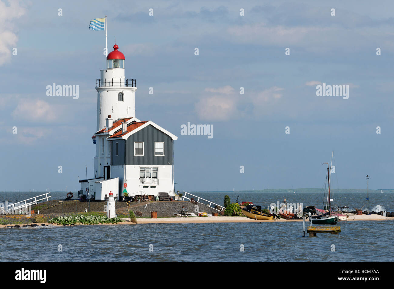Het Paard van Marken Lighthouse, Marken, North Holland, Paesi Bassi. Foto Stock