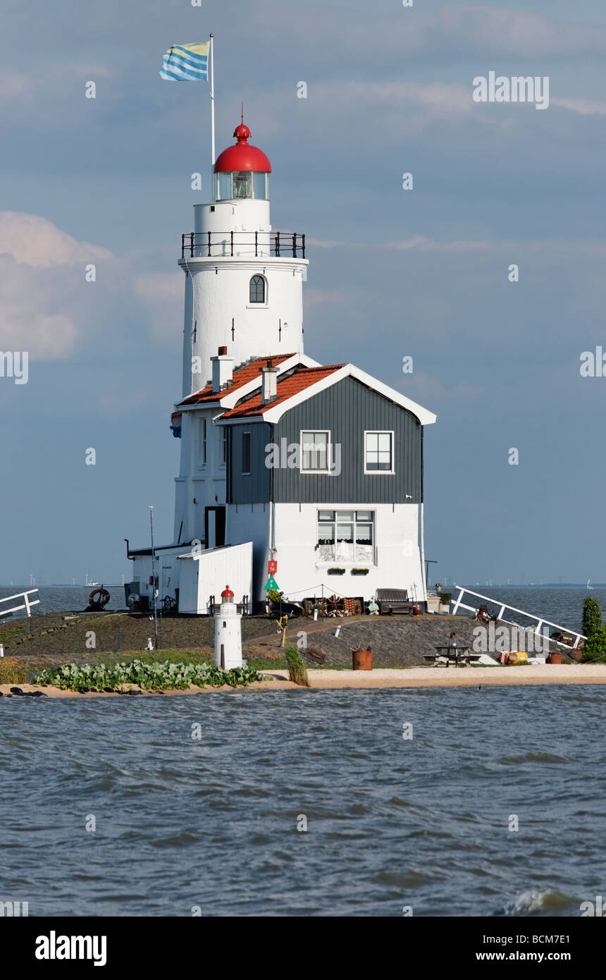 Het Paard van Marken Lighthouse, Marken, North Holland, Paesi Bassi. Foto Stock