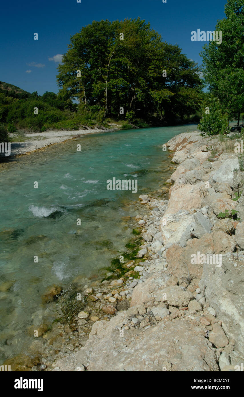 Il fiume Acheronte nel nordovest della Grecia Foto Stock