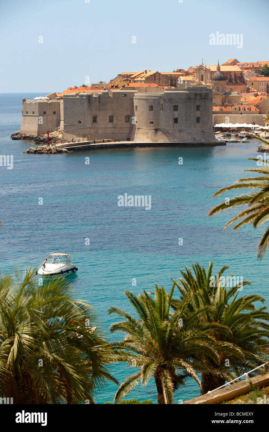 Porto di Dubrovnik con St John's Fort - Croazia Foto Stock