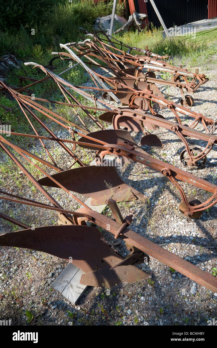 Cavallo e rusty vintage collezione aratro Foto Stock