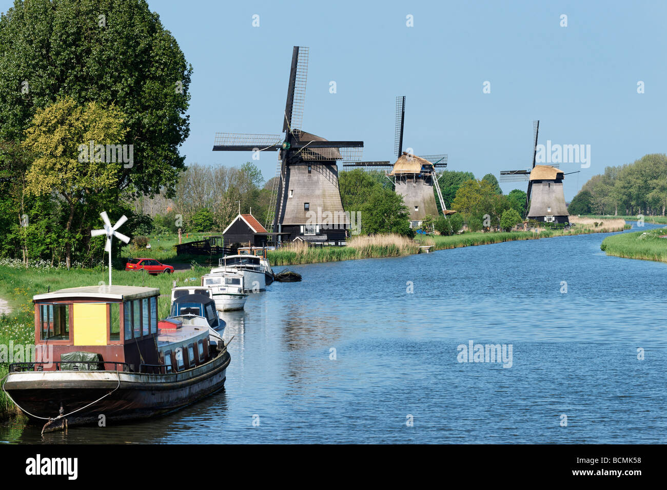 Polder mulini a vento vicino a Rustenburg, North Holland, Paesi Bassi. Foto Stock