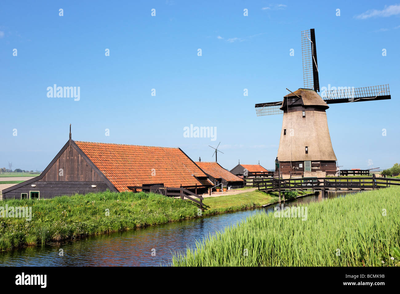 Al Mulino a vento di Schermerhorn Museummolen, North Holland, Paesi Bassi. Foto Stock