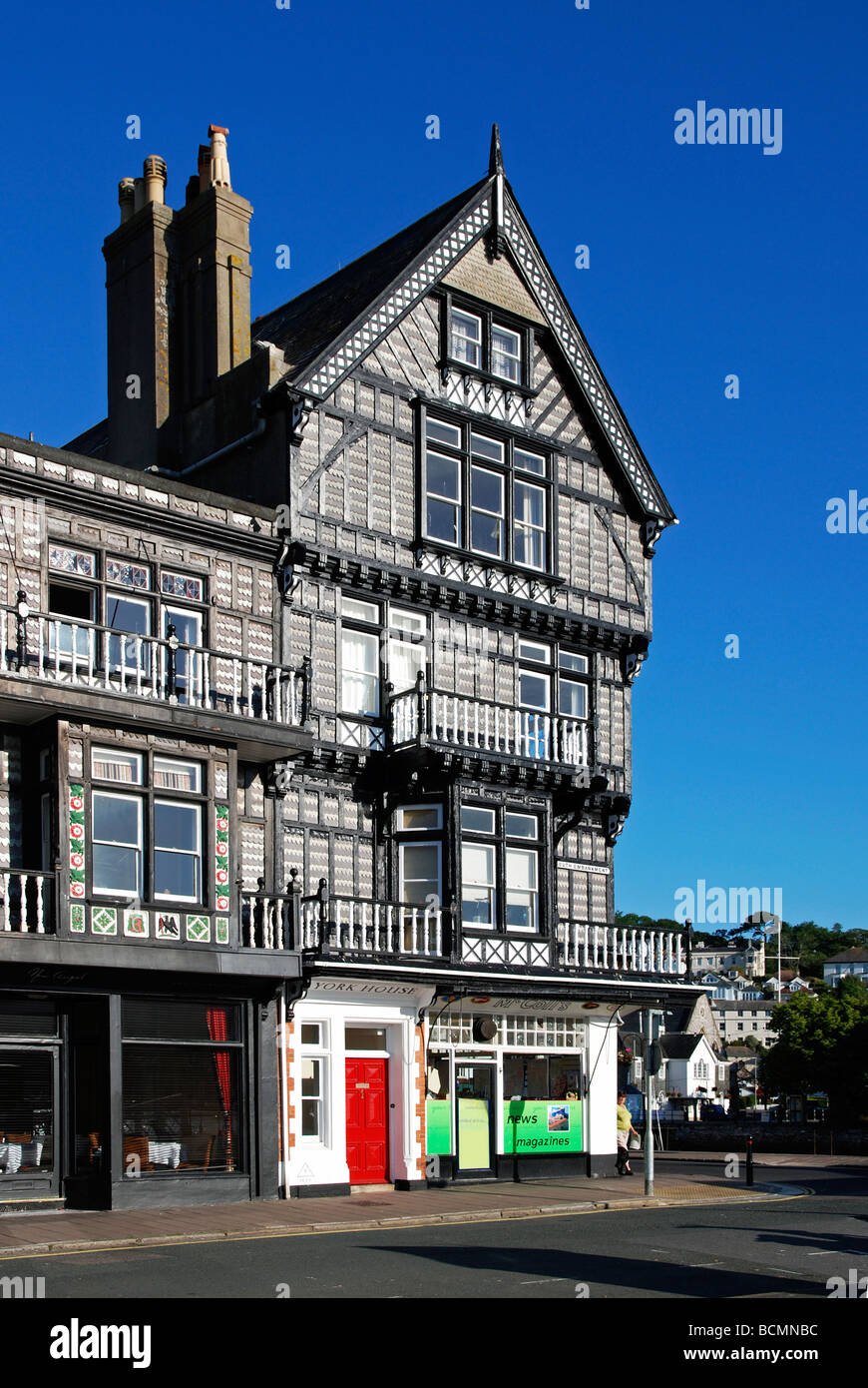 Architettura tudor, Dartmouth, Devon, Regno Unito Foto Stock