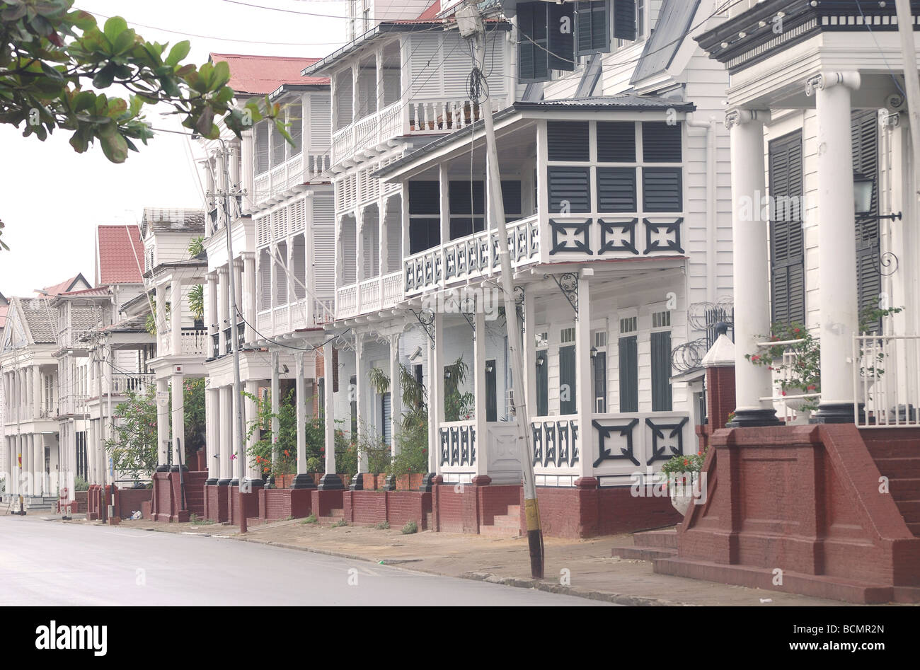 Coloniale olandese street a Paramaribo Suriname, Sud America Foto Stock