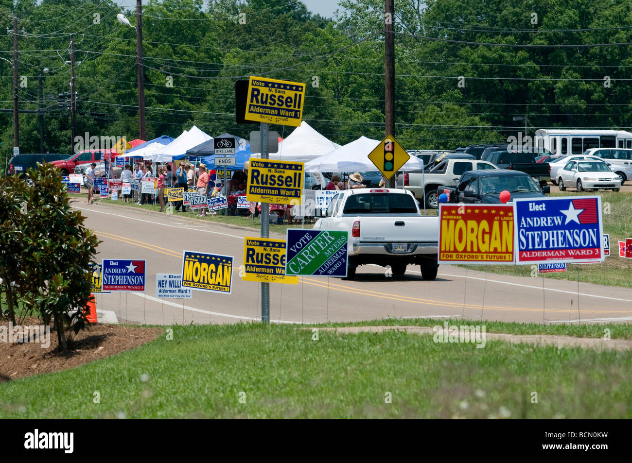 La campagna per il sindaco locale elezione, Oxford, Mississippi, Stati Uniti Foto Stock