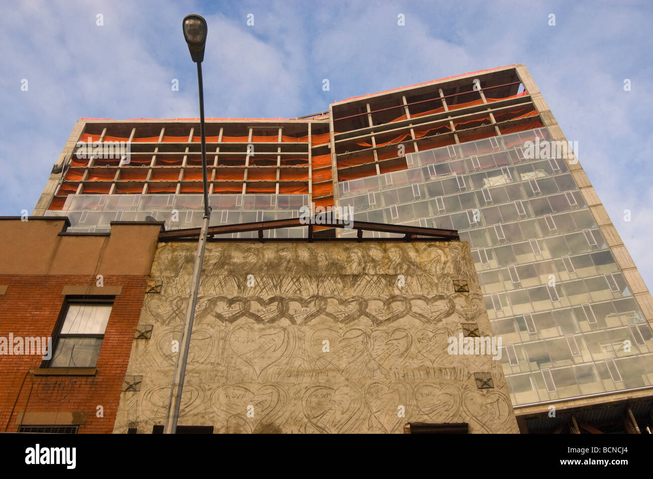 New York NY 8 Jan 08 vecchi e nuovi standard di hotel in costruzione nel confezionamento della carne District Gansevoort Market Foto Stock