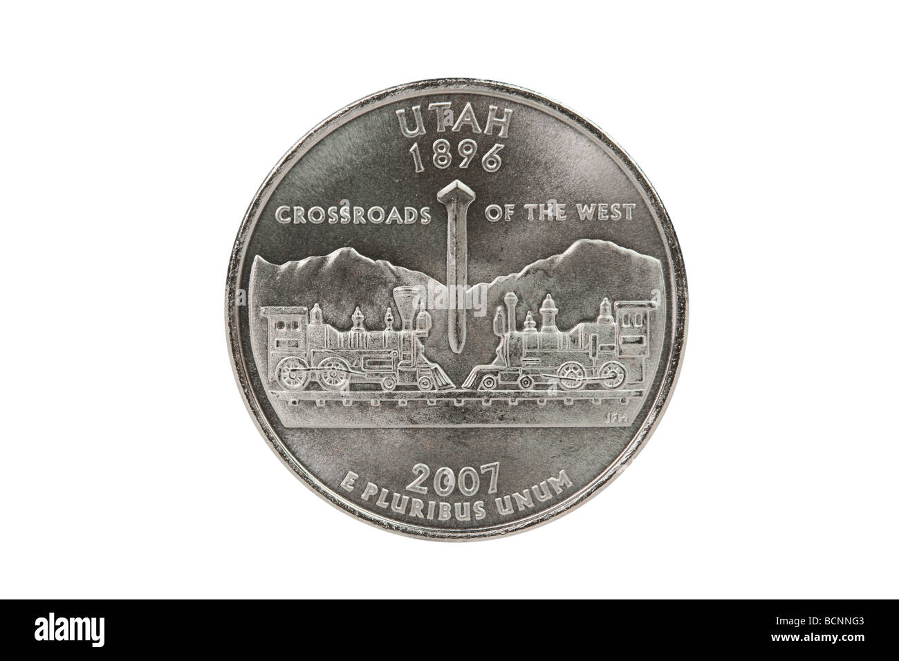 La Utah State trimestre moneta con percorso di clipping. Foto Stock