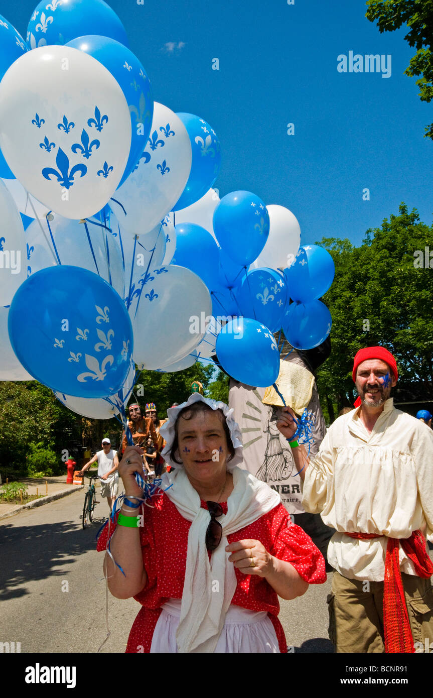 Saint Jean Baptiste Parade sulla Sherbrooke Street a Montreal in Canada Foto Stock