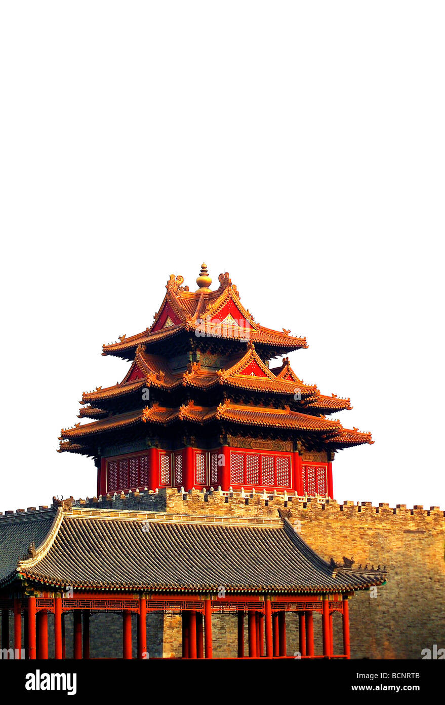 Angolo della torre della città proibita a Pechino, Cina Foto Stock