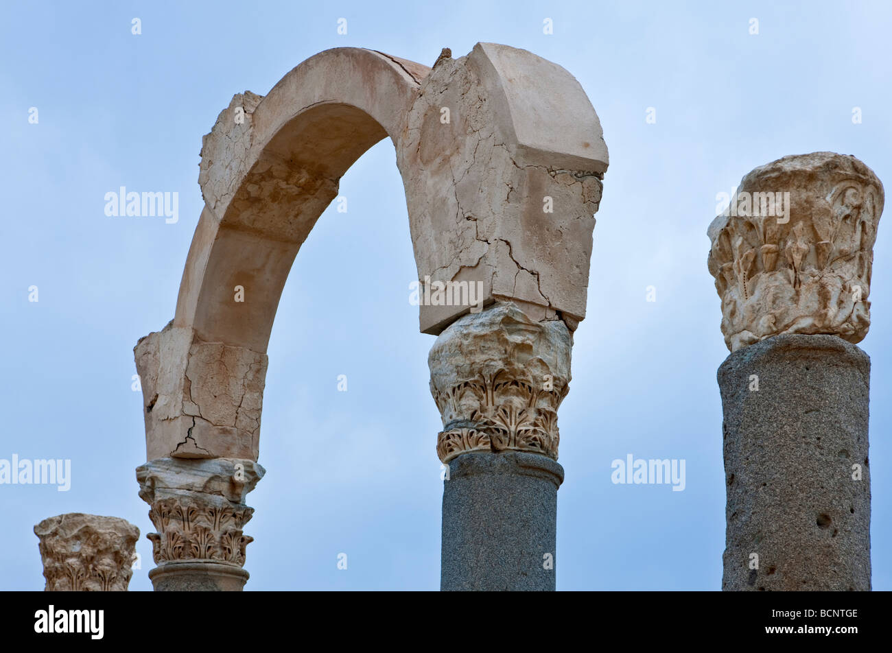 Libia sito archeologico di Sabratha la basilica romana Foto Stock