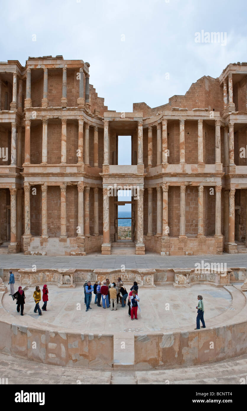 Libia sito archeologico di Sabratha il teatro romano Foto Stock
