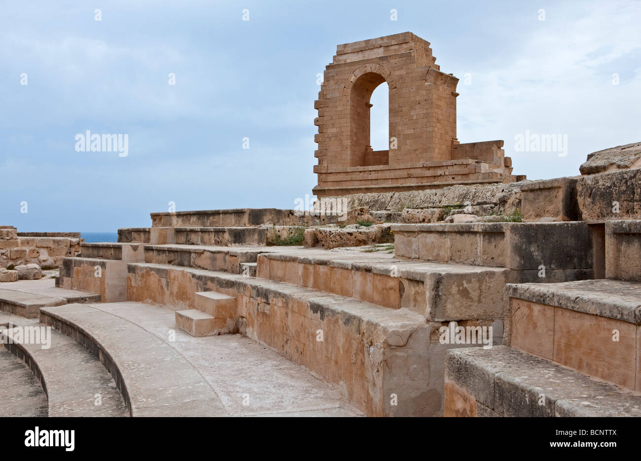 Libia sito archeologico di Sabratha il teatro romano Foto Stock